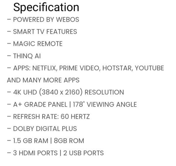 Vizitron Webos Series 43 Inches LED with magic Remote - Image 2